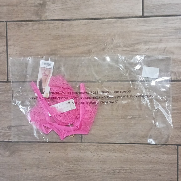 NWT Baci Pink & Golden Heart Lace Open Crotch Panty - Picture 3 of 5